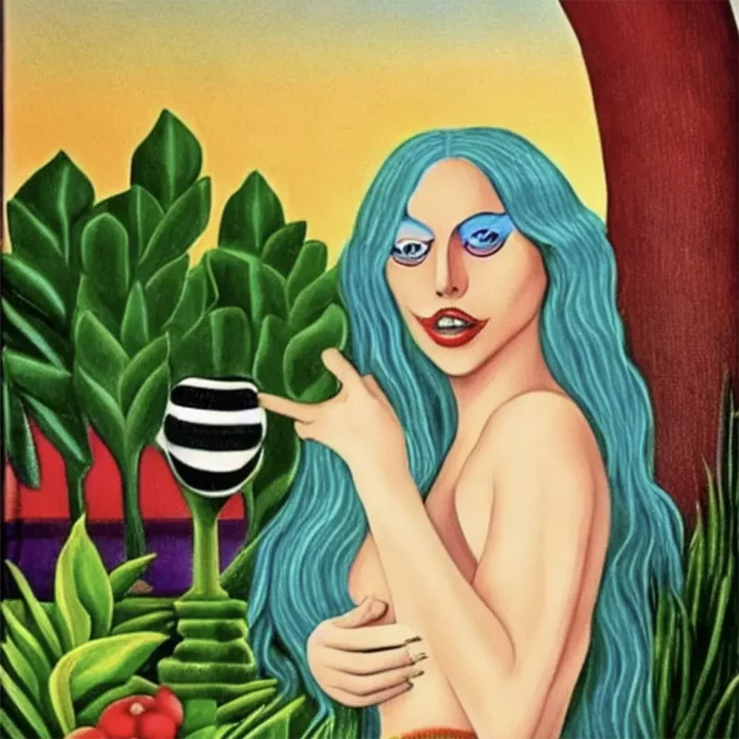 Lady Gaga in the style of Henri Rousseau     1